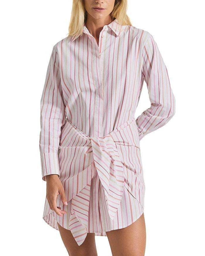 Derek Lam Derel Lam 10 Crosby Trish Striped Waist Tie Poplin Shirt Dress 1