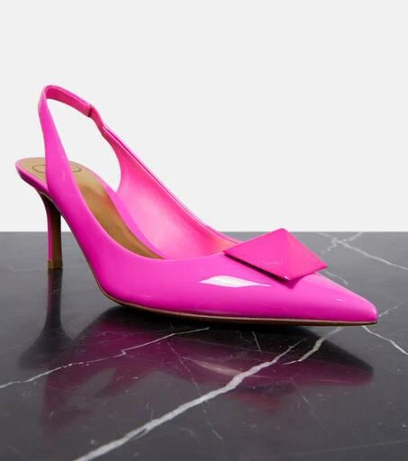 Valentino One Stud patent leather slingback pumps 6