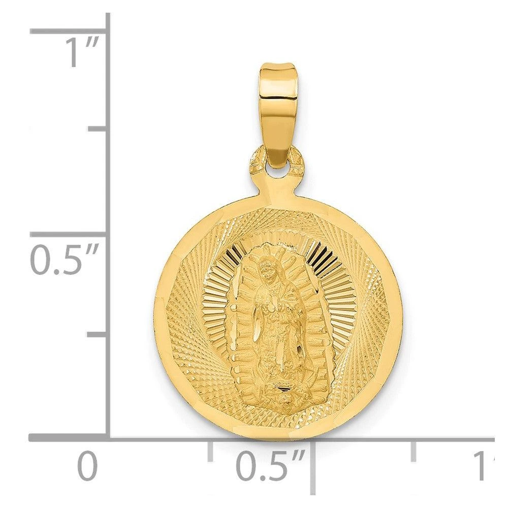 Diamond2Deal 14k Yellow Gold Diamond-cut Solid Our Lady Of Guadalupe Round Pendant 4