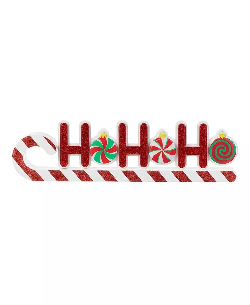 Glitzhome 19" Christmas Wooden Epoxy HOHOHO Candy Cane Table Décor