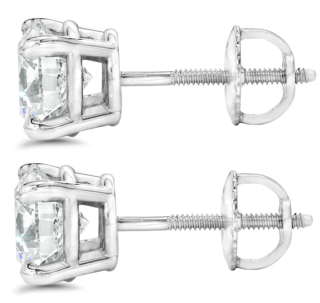 Pompeii3 2 1/2Ct T.W. Lab Grown Diamond Screw Back 14k White Gold Studs 3