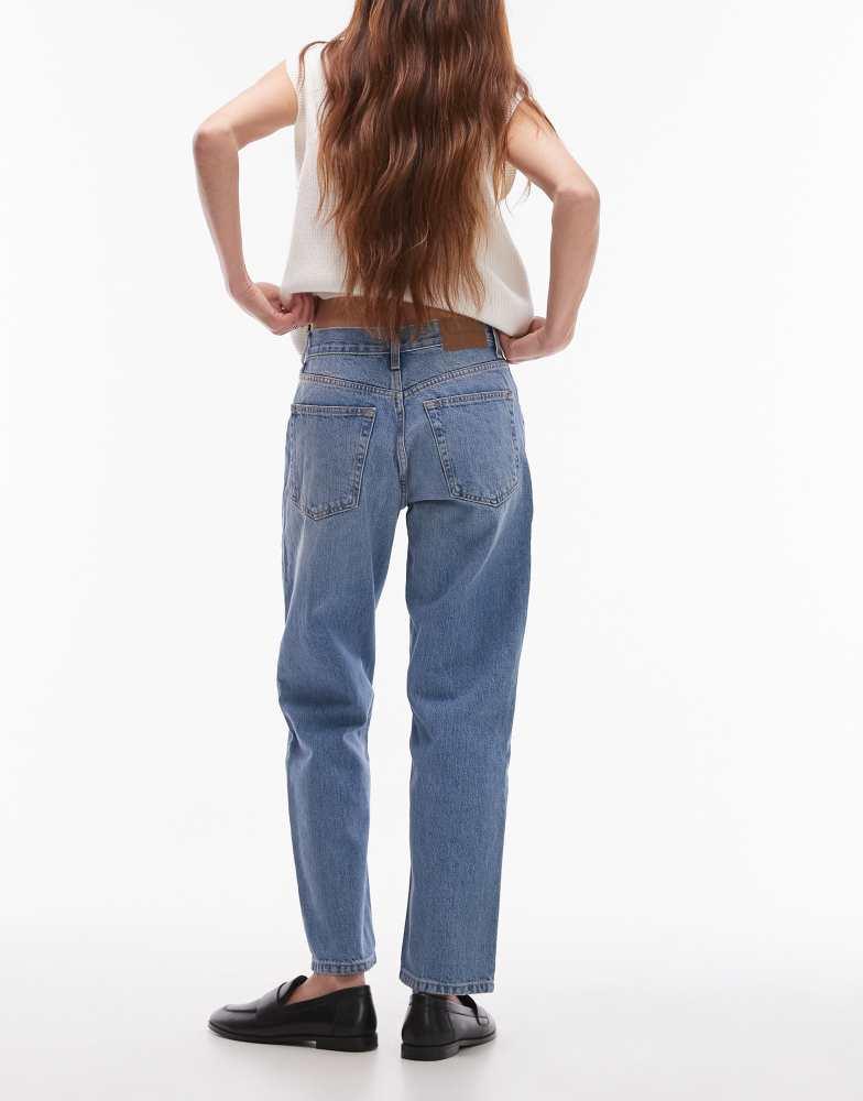 Topshop Topshop Runway mid rise straight cropped jean in bleach