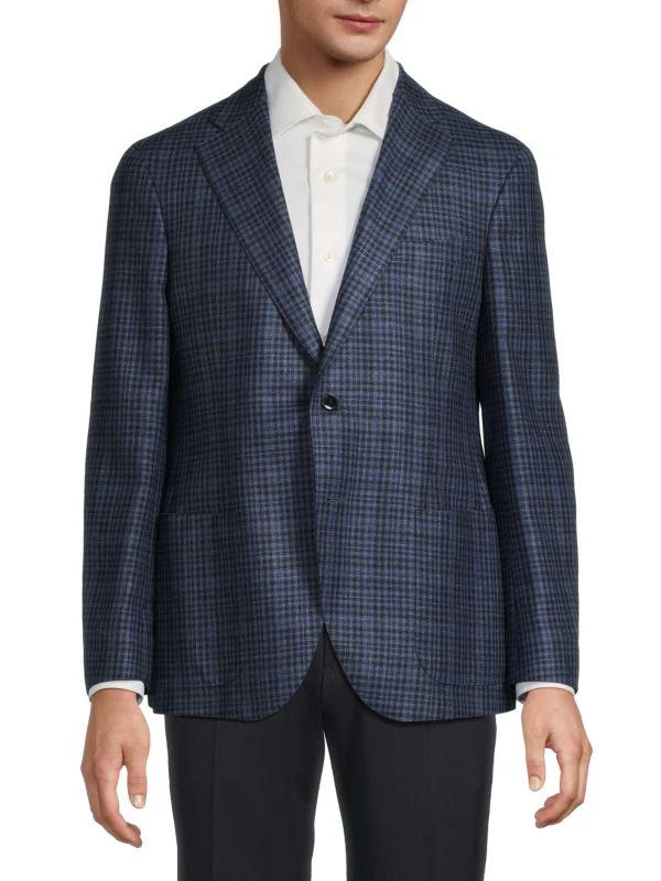 Lubiam Plaid Virgin Wool-Silk Modern-Fit Sport Coat 1