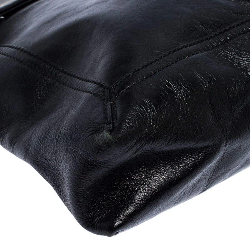 Fendi Fendi Black Leather Maxi Baguette Flap Shoulder Bag 11