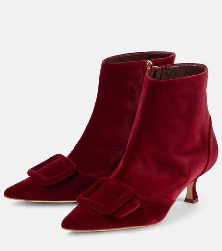 Manolo Blahnik Baylow velvet ankle boots 4