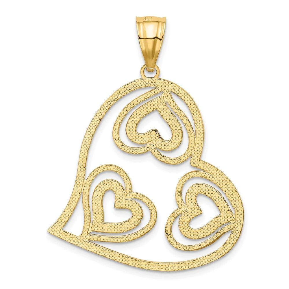 Diamond2Deal 14k Yellow Gold Rhodium Polished Hearts Inside Heart Pendant 3