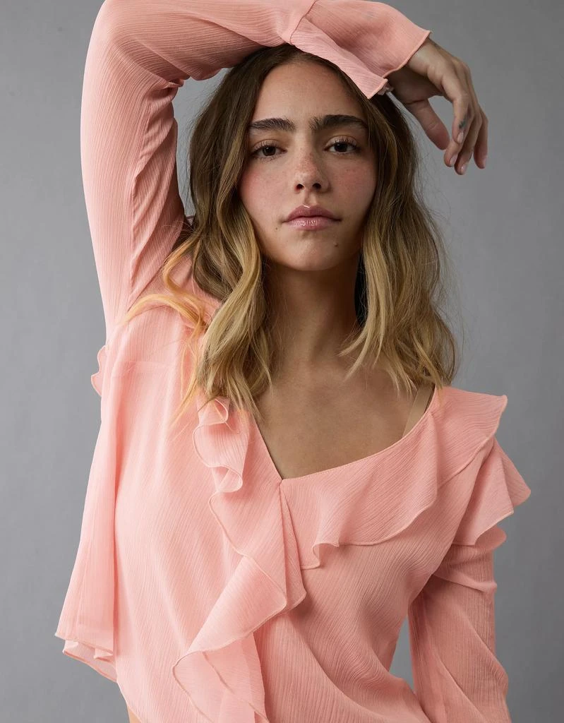 AE AE Chiffon Bell Sleeve Ruffle Blouse 6