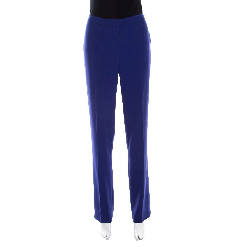 Escada Escada Bluebell Blue Crepe High Waist Tovah Trousers M 1