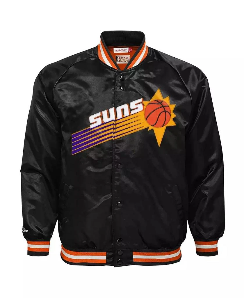 Mitchell & Ness Big Boys and Girls Black Phoenix Suns Hardwood Classics Satin Raglan Full-Snap Jacket 3