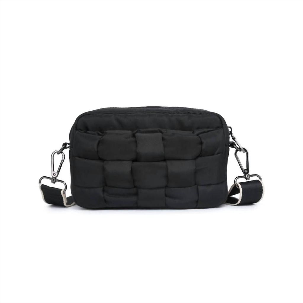 SOL and SELENE Women's Woven Crossbody Bag In Black