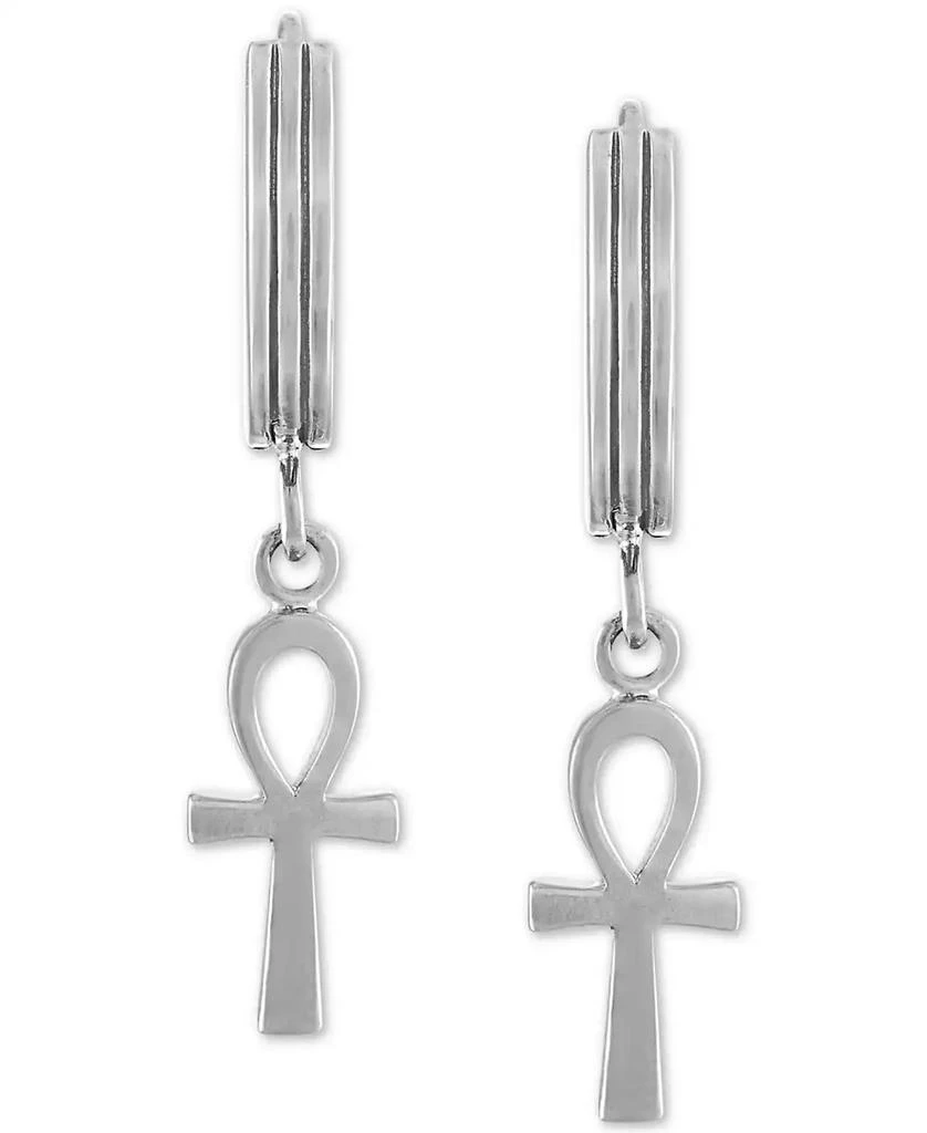 Esquire Men's Jewelry Ankh Cross Drop Earrings, Created for Macy's in 14k Gold-Plated Sterling Silver (Also in Sterling Silver) 2