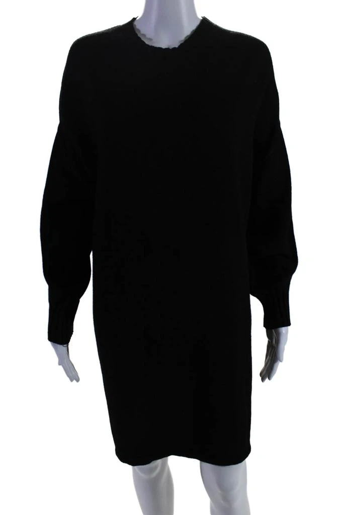 FUZZI Womens Half Sleeve Crew Neck Short Sweater Dress Black 1