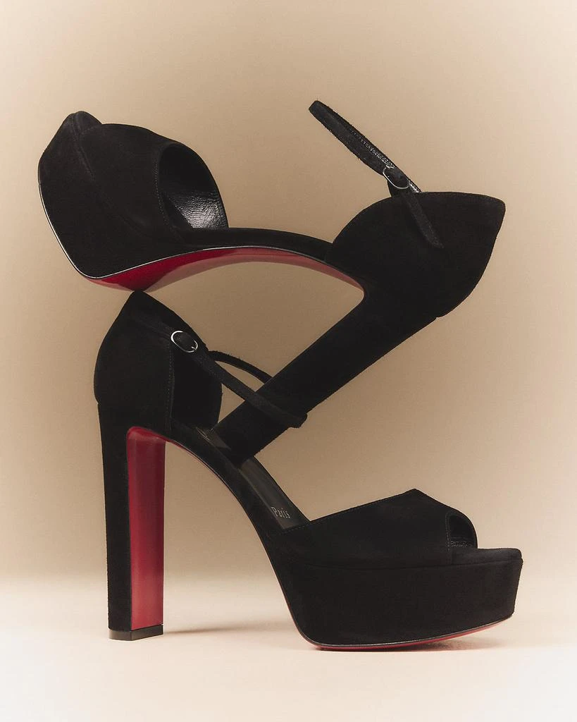 Christian Louboutin Sandaloo Suede Red Sole Platform Sandals 6