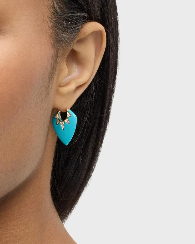 Sorellina 18K Yellow Gold Earrings with Turquoise and GH-SI Diamonds. 25x20mm 2