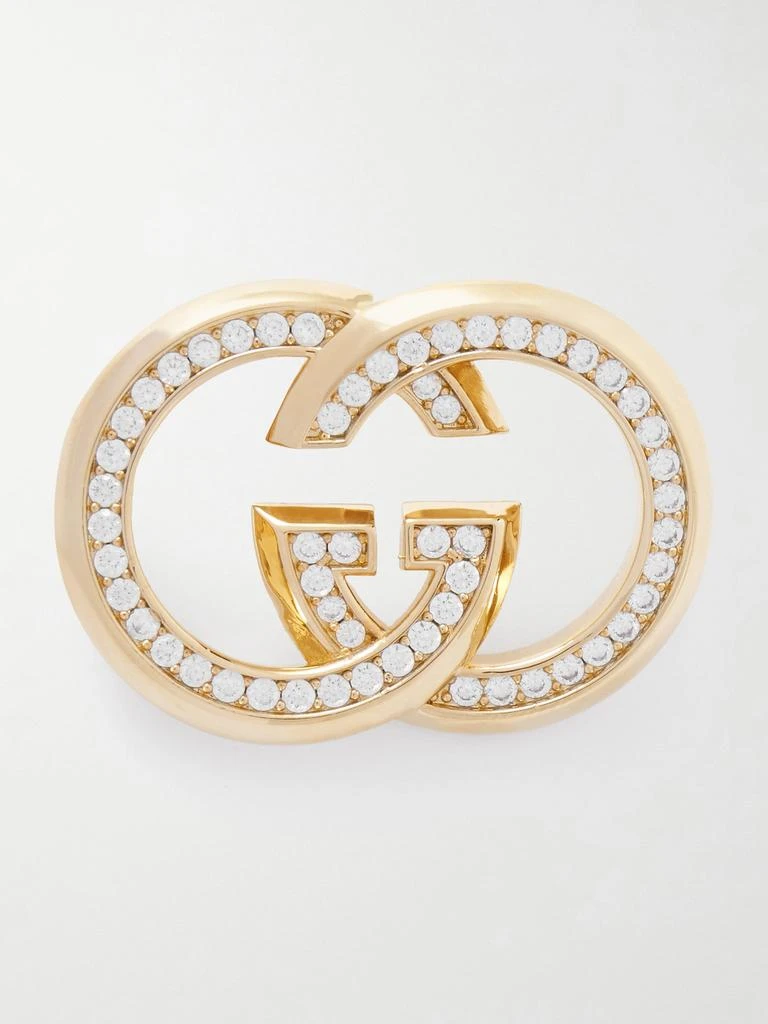 Gucci Gold-tone And Cubic Zirconia Brooch