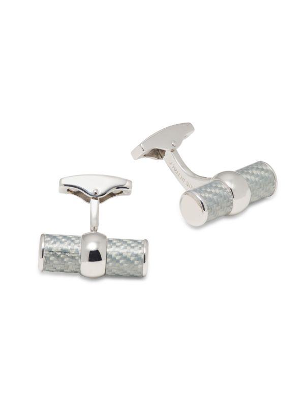 Tateossian Montecarlo Sterling Silver Alutex Cylinder Cufflinks