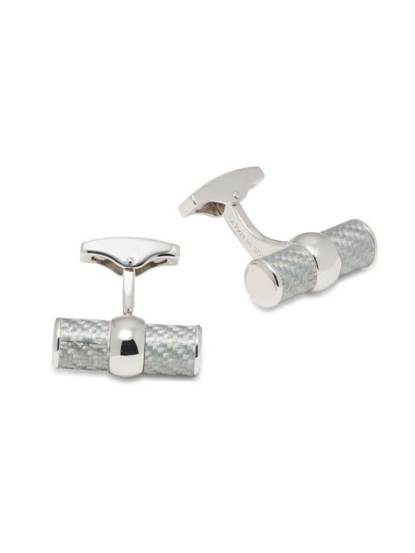 Tateossian Montecarlo Sterling Silver Alutex Cylinder Cufflinks 1