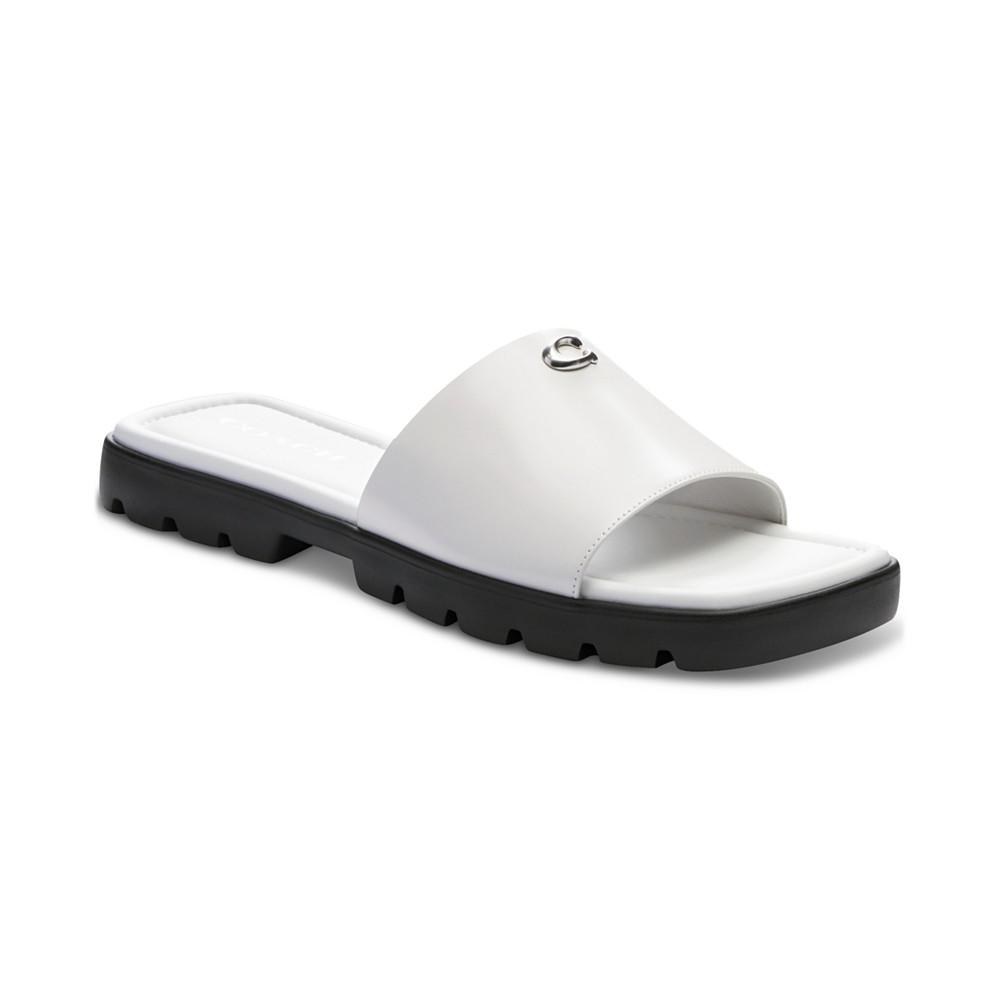 COACH Women's Florence "C" Lug-Sole Slip-On Slide Flat Sandals