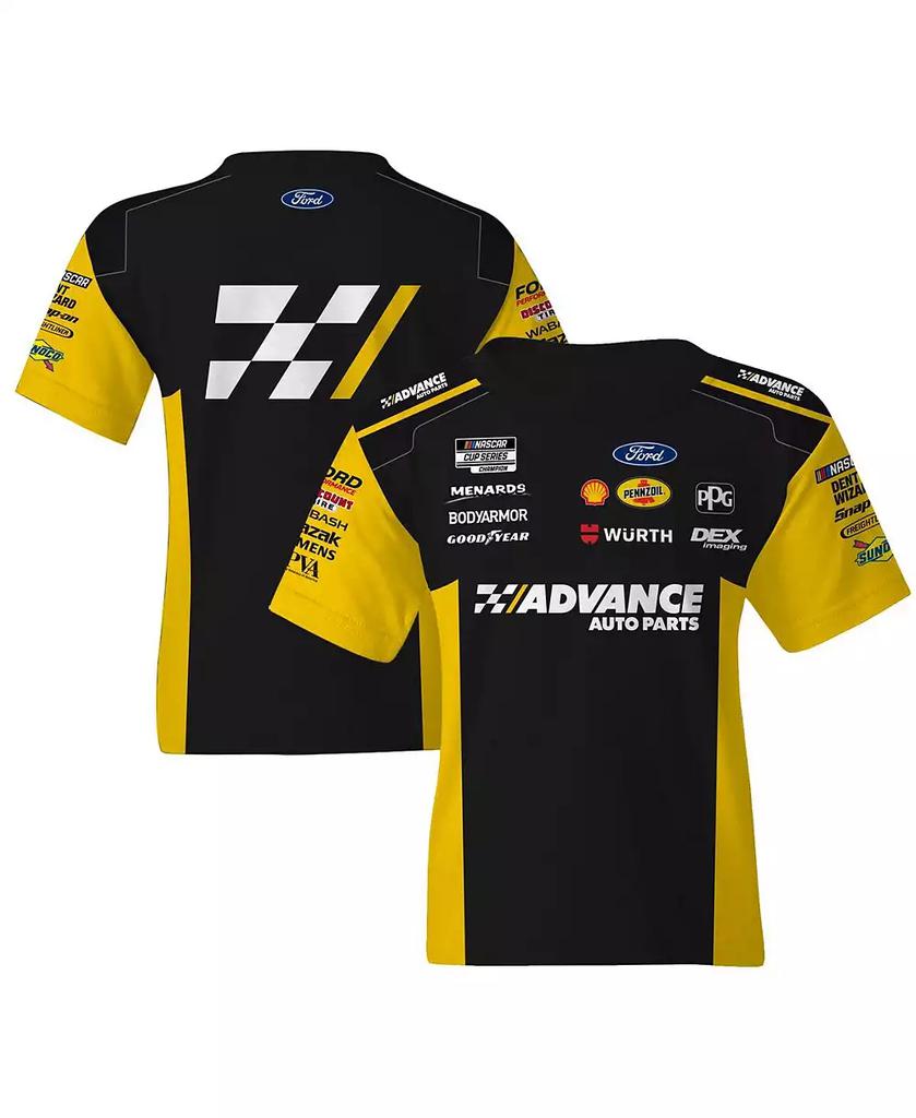 Team Penske Big Boys and Girls Black/Yellow Ryan Blaney Advance Auto Parts Uniform T-Shirt