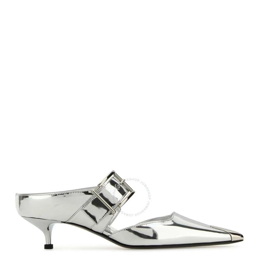 サンダル・ミュール ALEXANDER MCQUEEN Silver Leather Slippers Alexander McQueen Silver leather slippers - Slippers