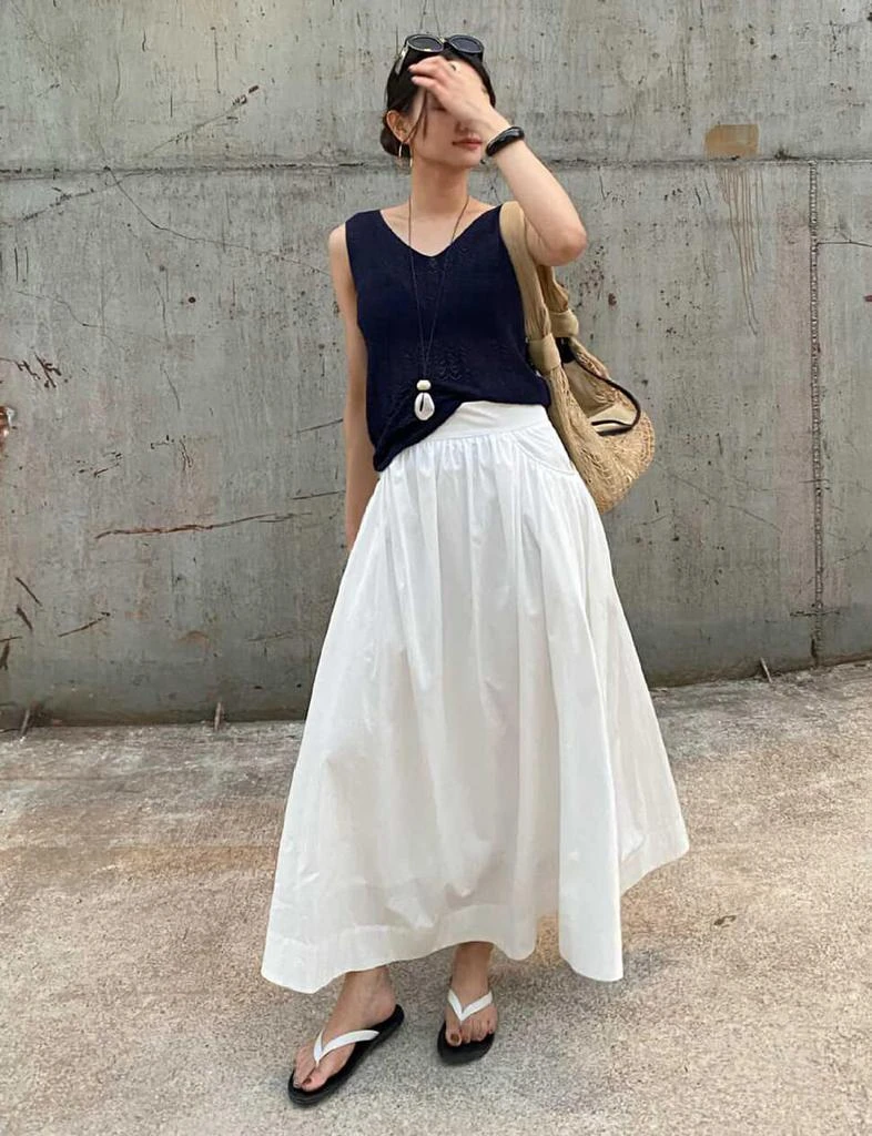 Pixie Market White Poplin Skirt 4
