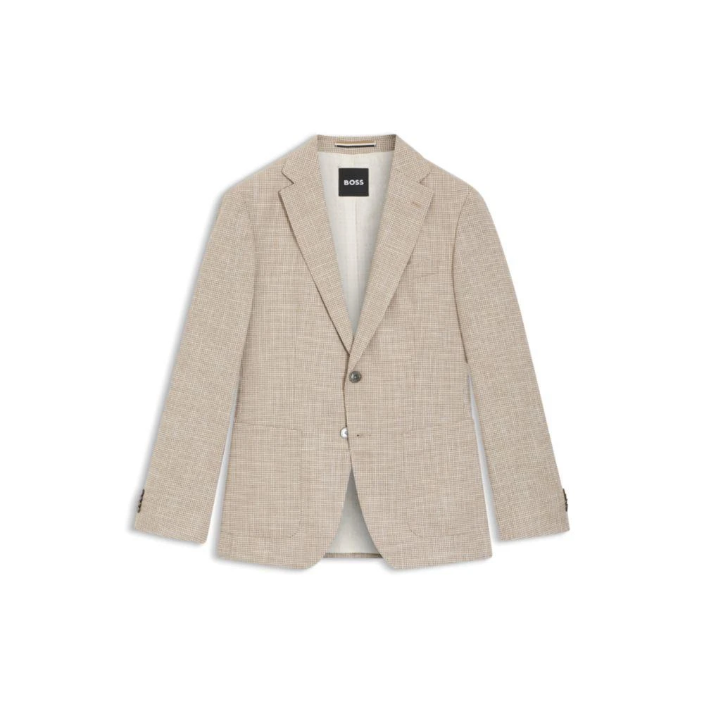 Hugo Boss Checked regular-fit jacket in comfort-stretch cloth