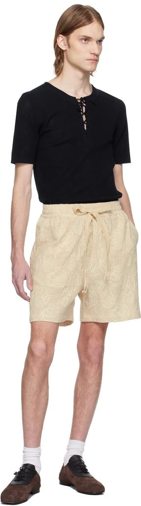 CMMN SWDN Beige Enzo Embroidered Shorts 4
