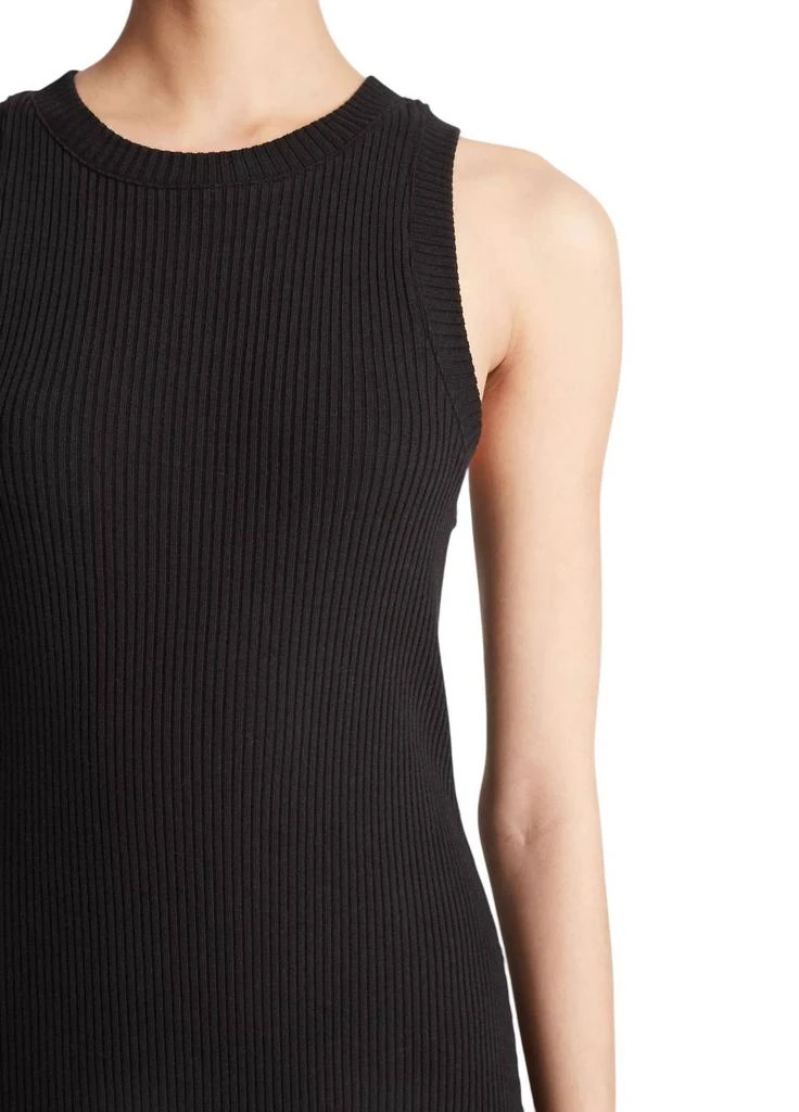 Vince Ribbed High Neck Tank Dress In Black 4