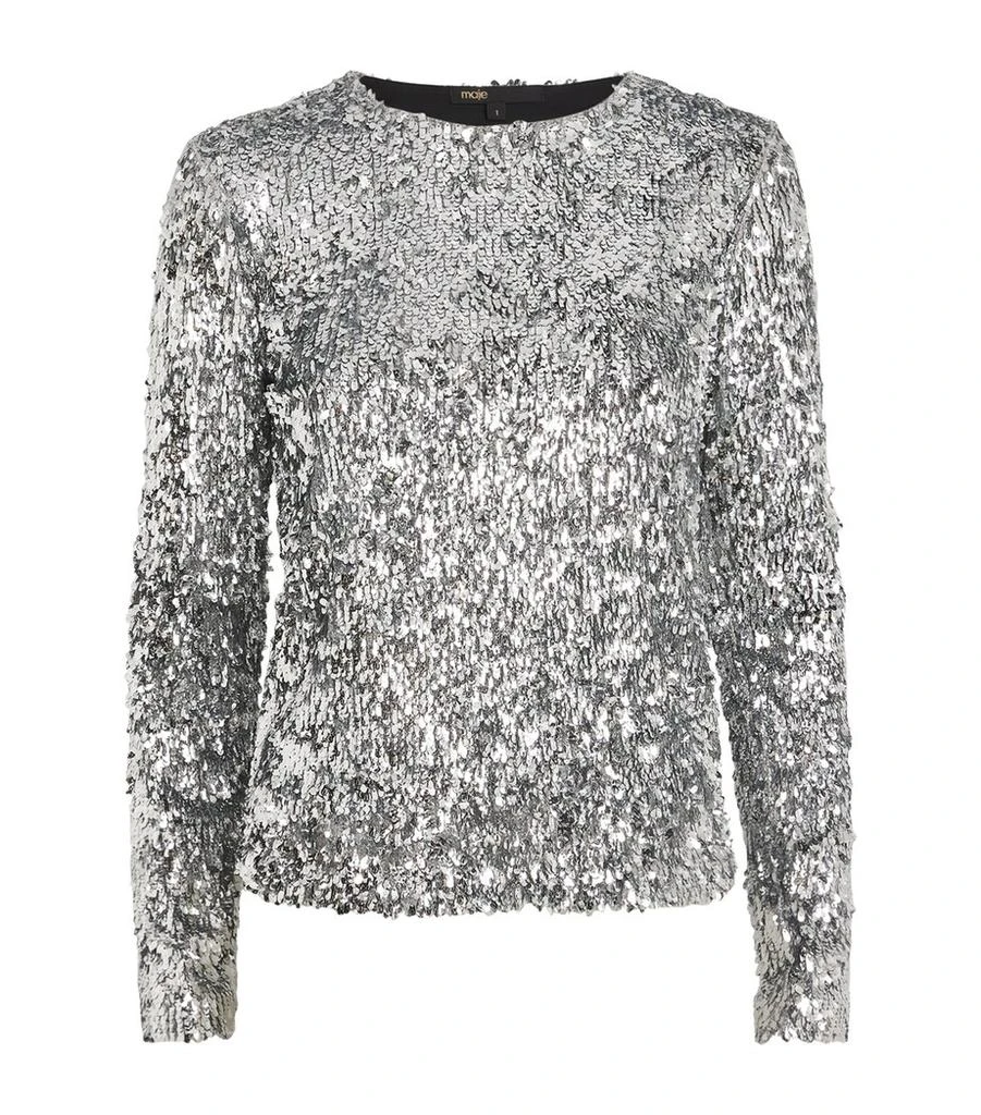 Maje Sequinned Long Sleeve Top 1
