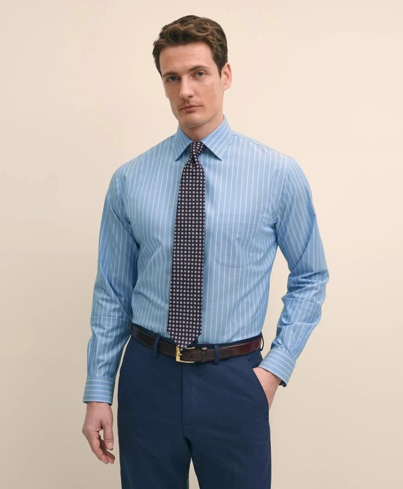 Stretch Supima® Cotton Non-Iron Royal Oxford Ainsley Collar, Striped Dress Shirt Brooks Brothers