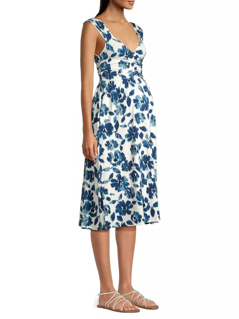 Nom Maternity Cheri Floral Ikat-Inspired Maternity Midi-Dress 4