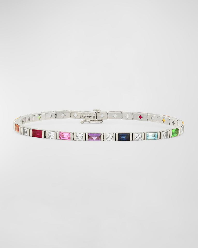 Stevie Wren Rainbow Gemstones 14K Bar-Set Tennis Bracelet