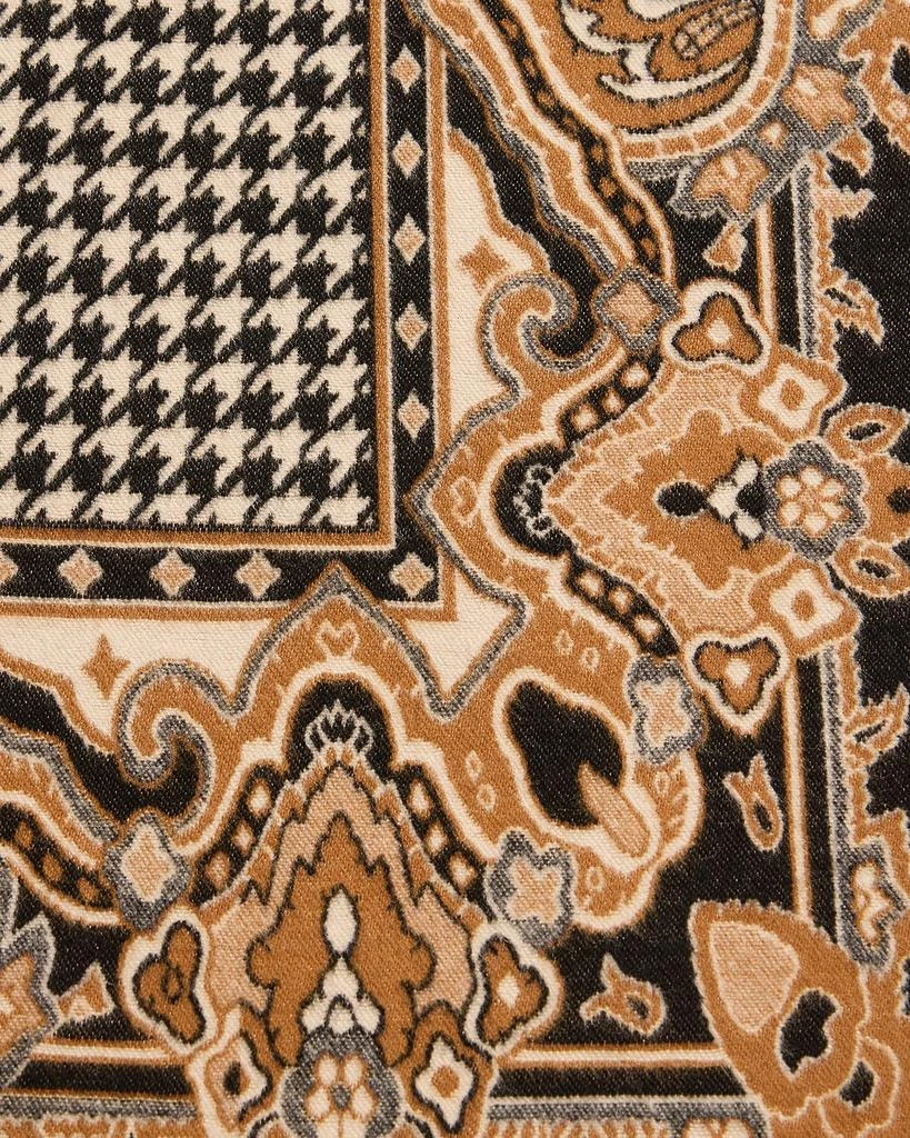 La Fiorentina Houndstooth Paisley Printed Wrap with Faux Fur Trim 4