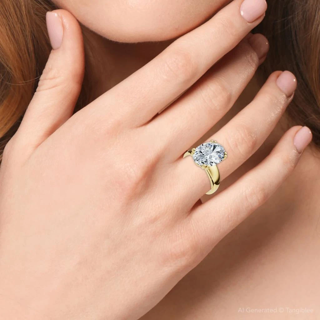 Pompeii3 Certified 4Ct Oval Diamond Solitaire Engagement Ring Lab Grown 4