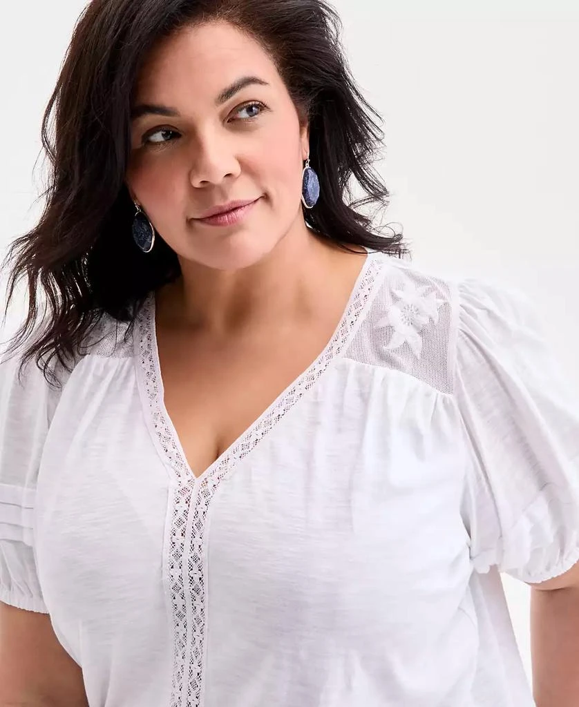 Style & Co Plus Size V-Neck Short-Sleeve Contrast-Trim Top, Exclusively at Macy's 3