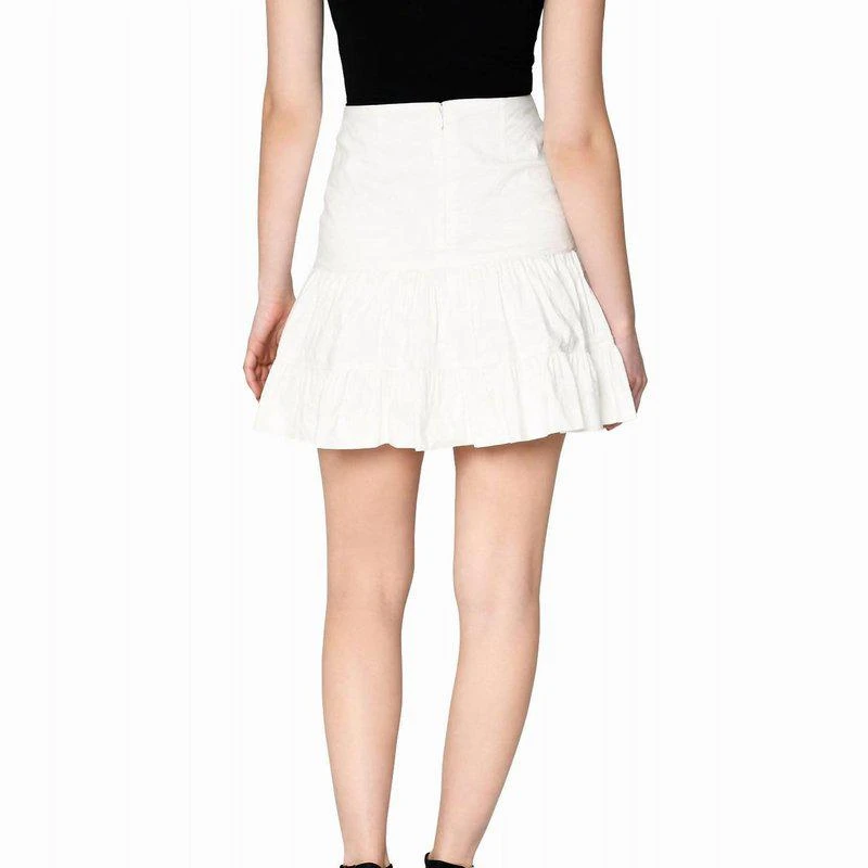 Nicole Miller Cotton Metal Flounce Mini Skirt In White 2