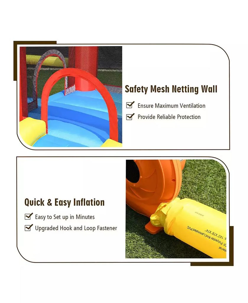 Gymax Inflatable Bounce House Slide Jumping Castle Soccer Goal Ball Pit Without Blower 6