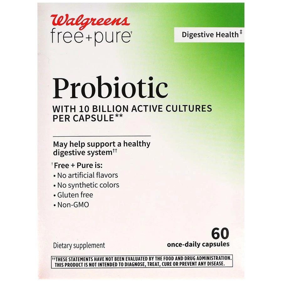 Walgreens Free 
Pure Probiotic 10 Billion Active Cultures Capsules