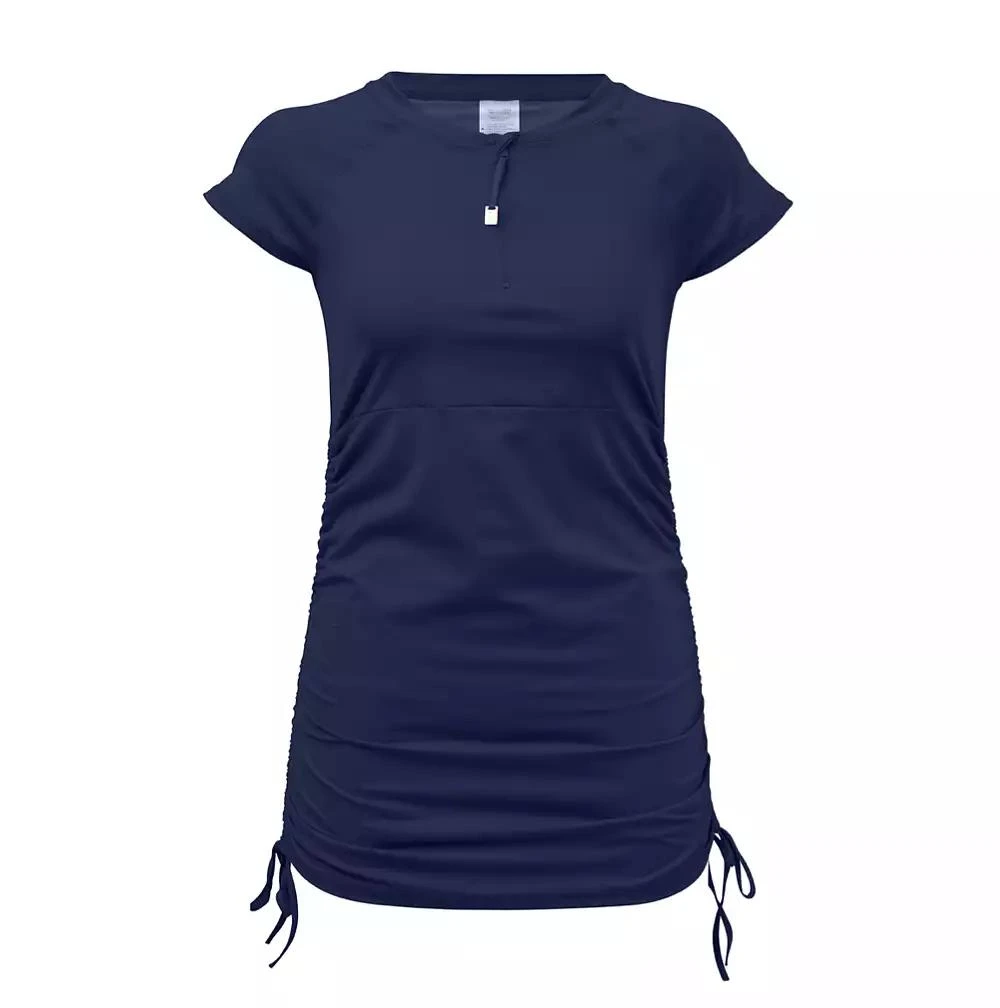Snapper Rock Ladies Navy Ruched SS Swim Dress 1