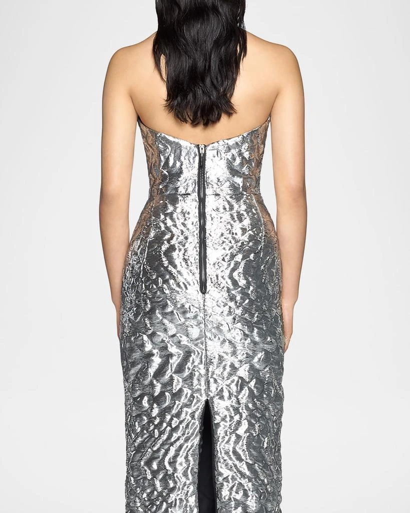 Maticevski Requiem Strapless Ruffle Metallic Midi Dress 3