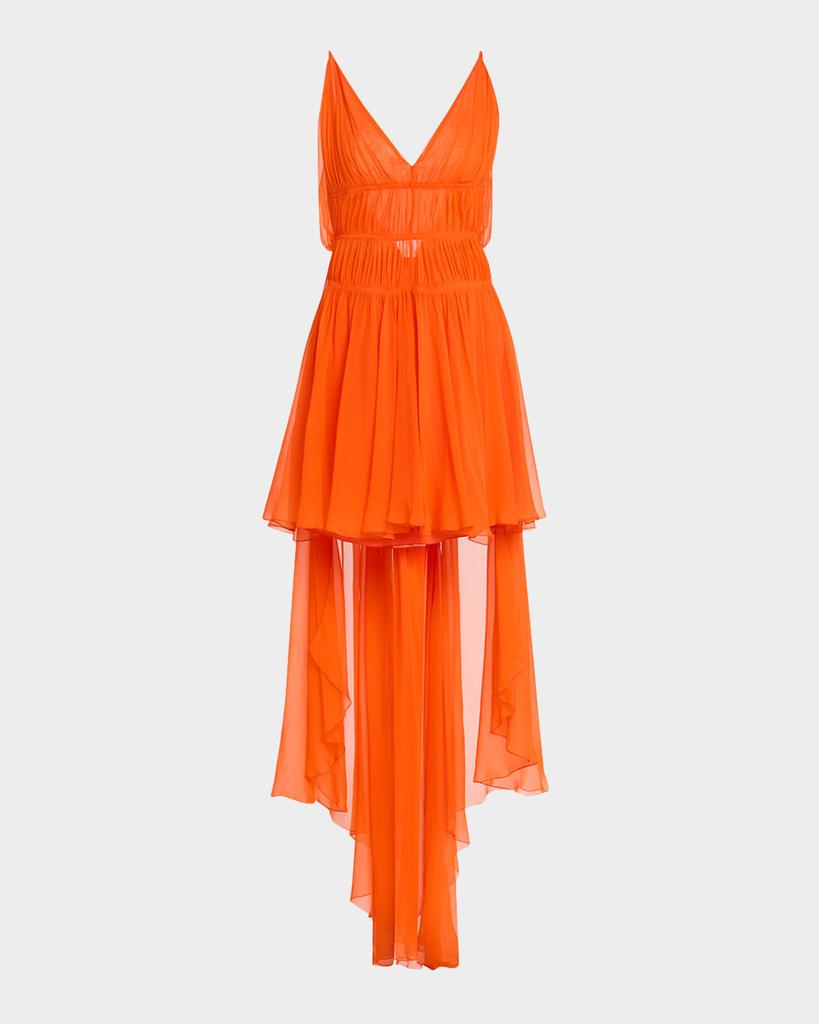 Alberta Ferretti Drape Backless Mini Silk Dress