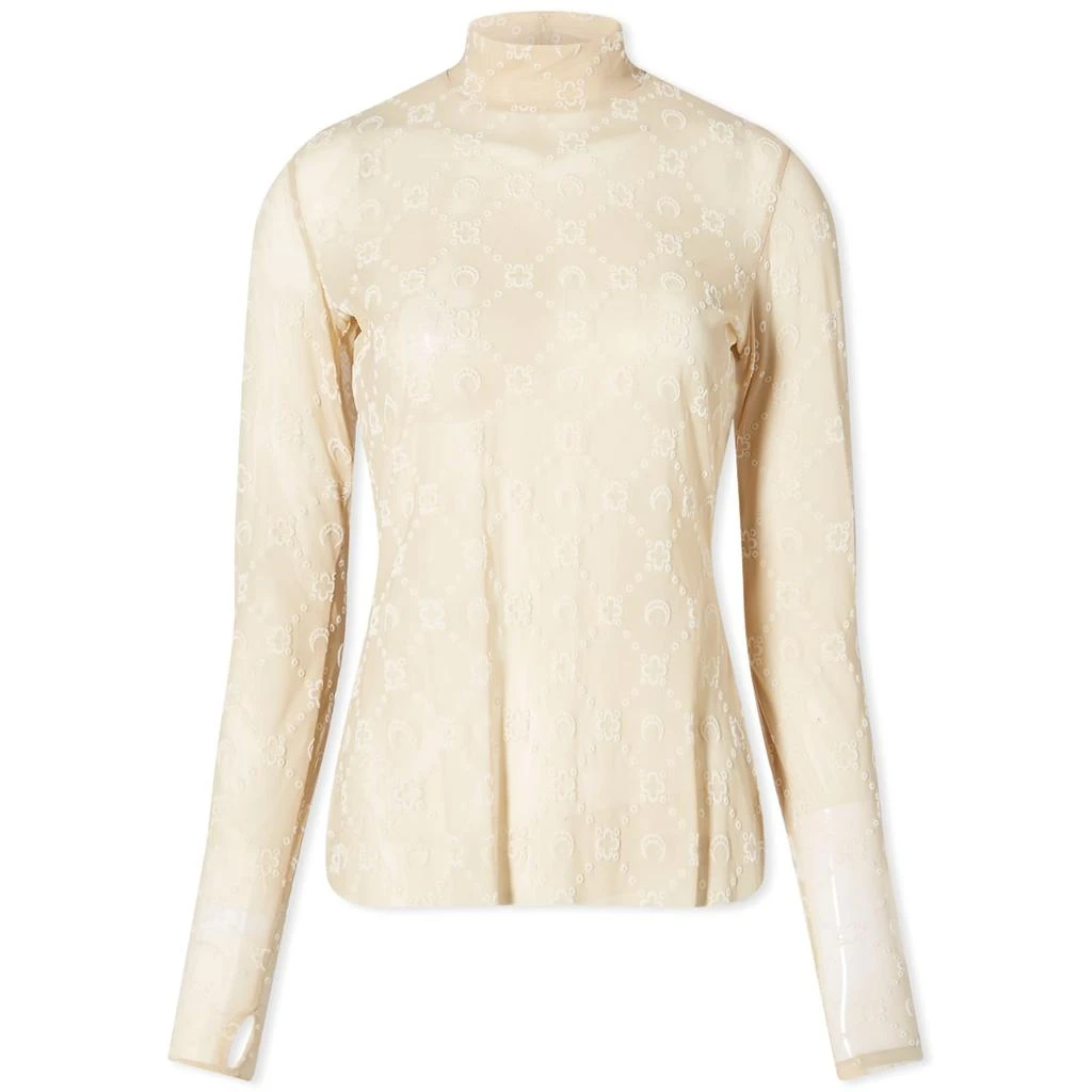 MARINE SERRE Marine Serre Moonogram Mesh Flock Top 1