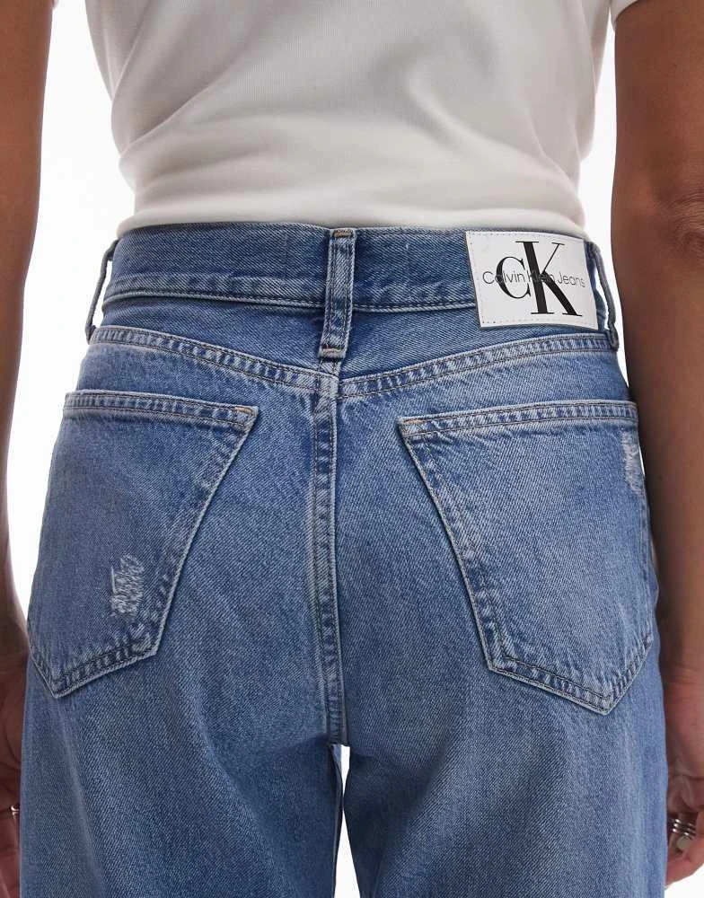Calvin Klein Calvin Klein Jeans high rise straight ripped jeans in light wash 4