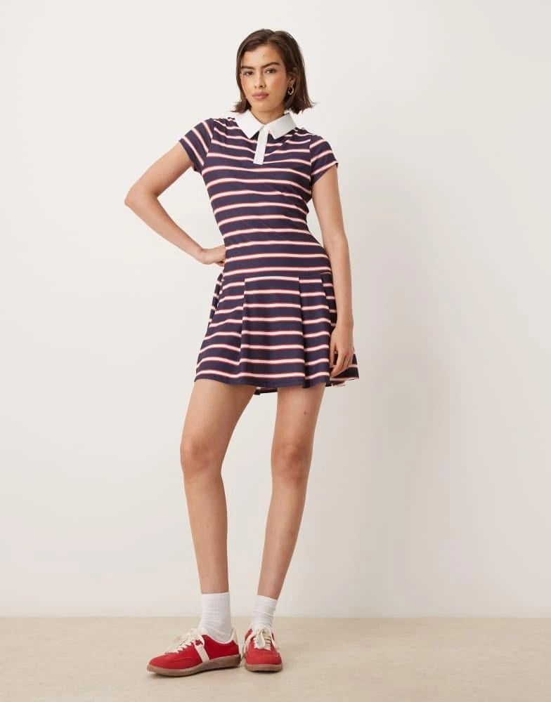 ASOS ASOS DESIGN short sleeve polo mini dress with pleated skirt