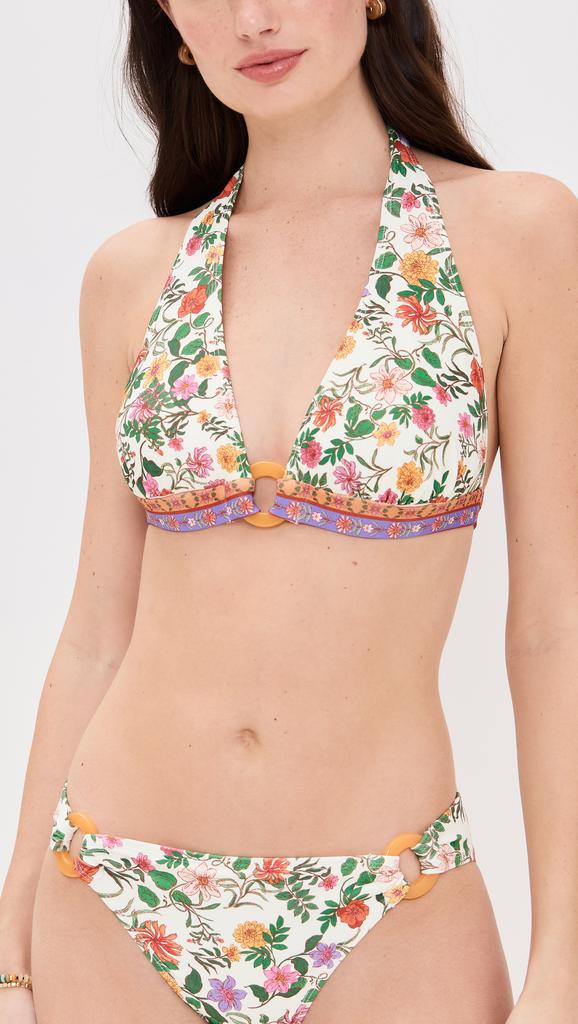 Shoshanna Toulouse Floral Ring Halter Bikini Top