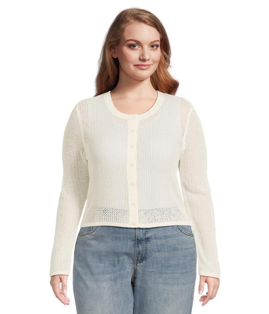 Mod-o-doc Long Sleeve Button Front Open Knit Sweater