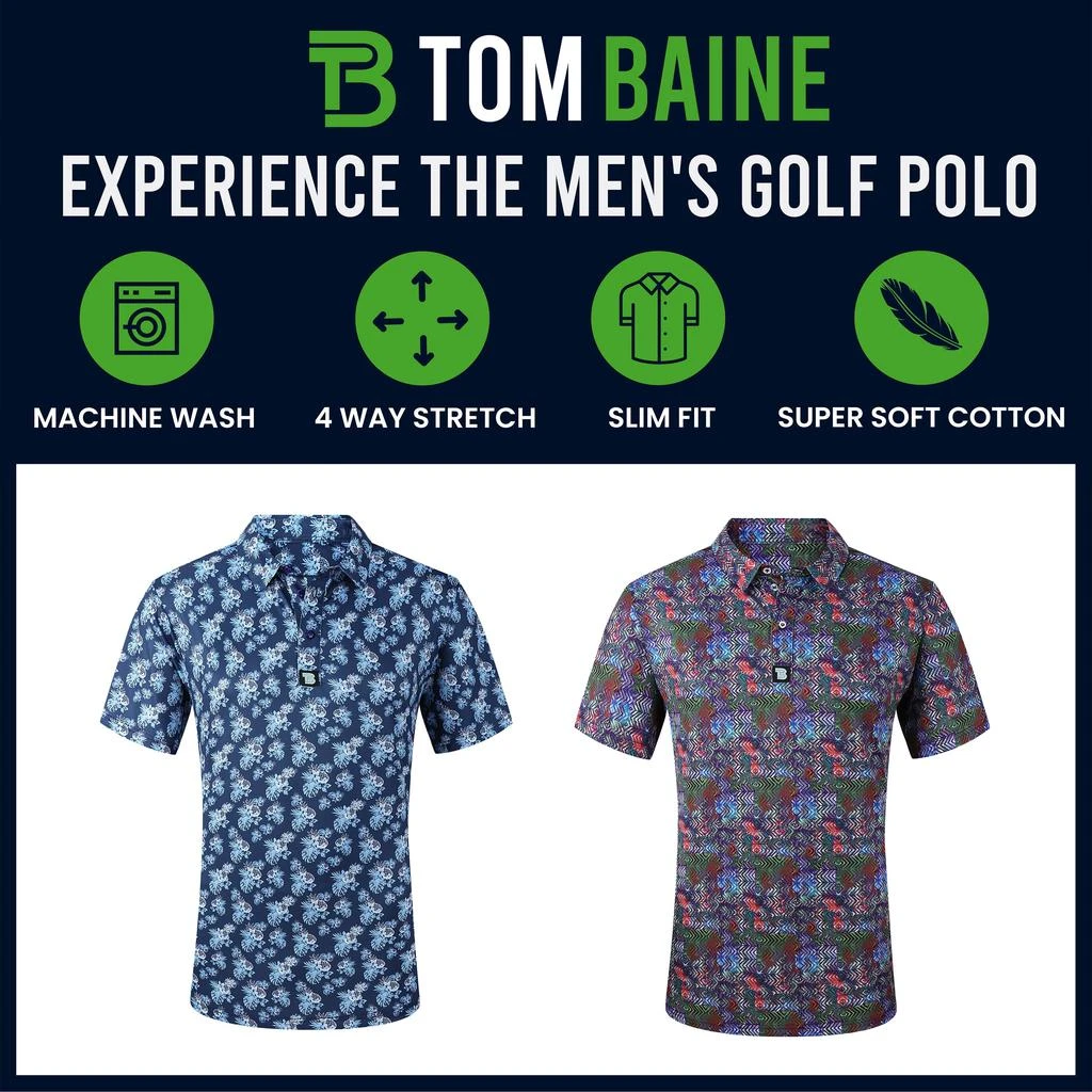 Tom Baine Men's Performance Four-Way Stretch Golf Polo 4