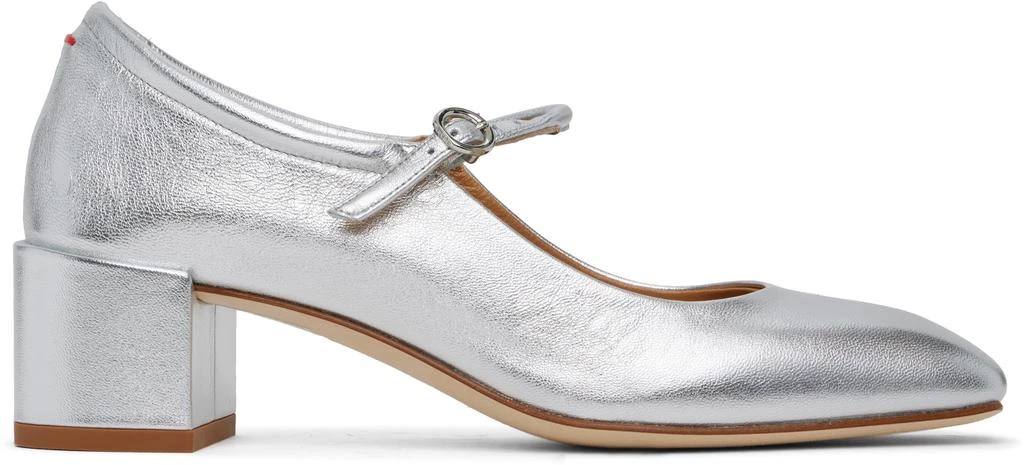 AEYDE Silver Aline Leather Mary-Jane Heels 1