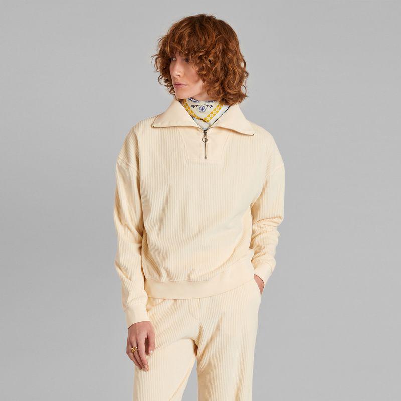 L'Exception Paris Corduroy trucker neck sweatshirt Crème L'EXCEPTION PARIS