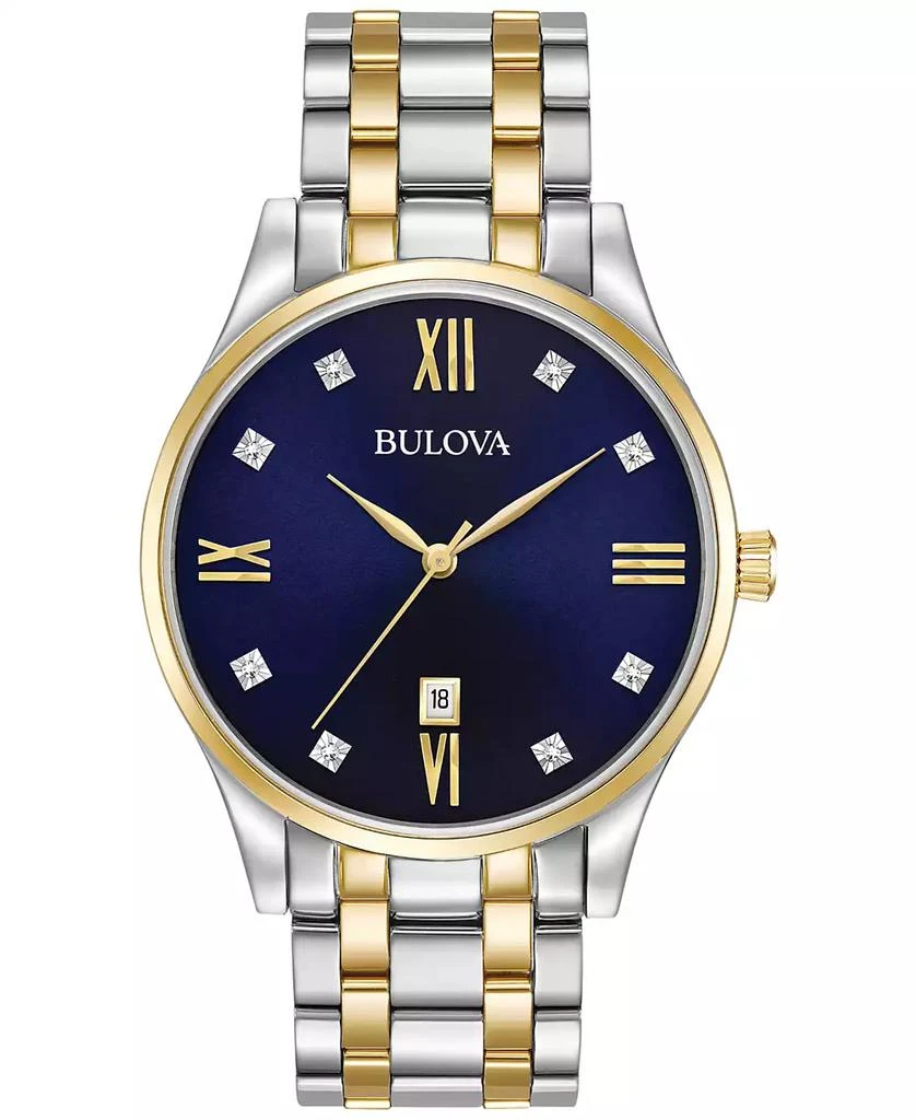 Bulova Men's Diamond Accent Two-Tone Stainless Steel Bracelet Watch 40mm 98D130 1